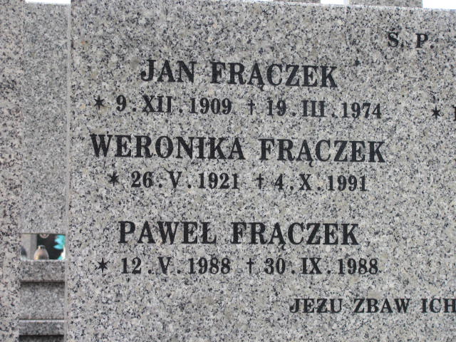 Jan Frączek 1909 Jasło - Grobonet - Wyszukiwarka osób pochowanych