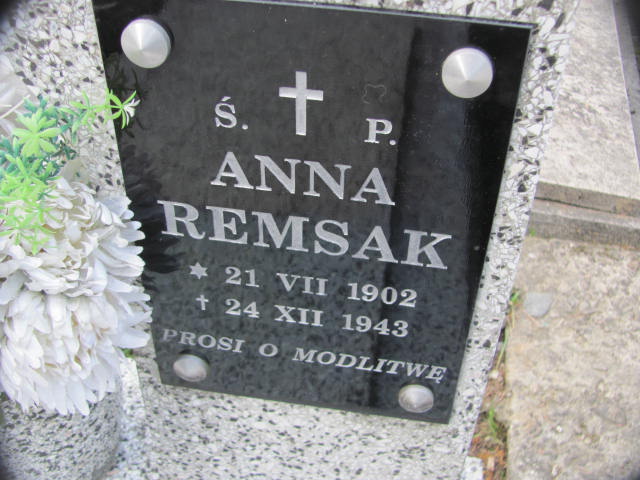 Anna Remsak 1902 Jasło - Grobonet - Wyszukiwarka osób pochowanych