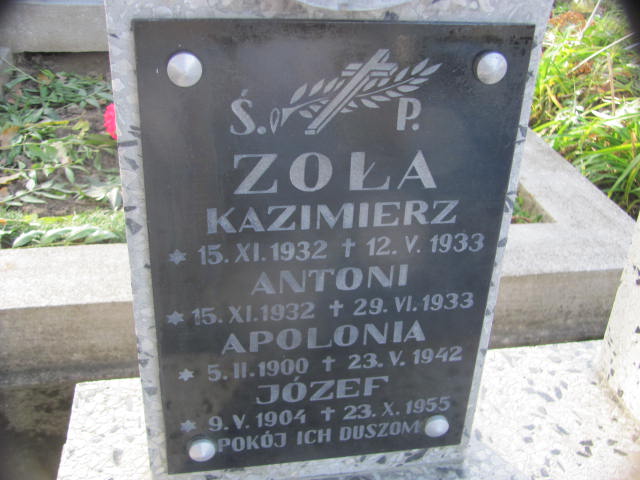 Kazimierz Zoła 1932 Jasło - Grobonet - Wyszukiwarka osób pochowanych